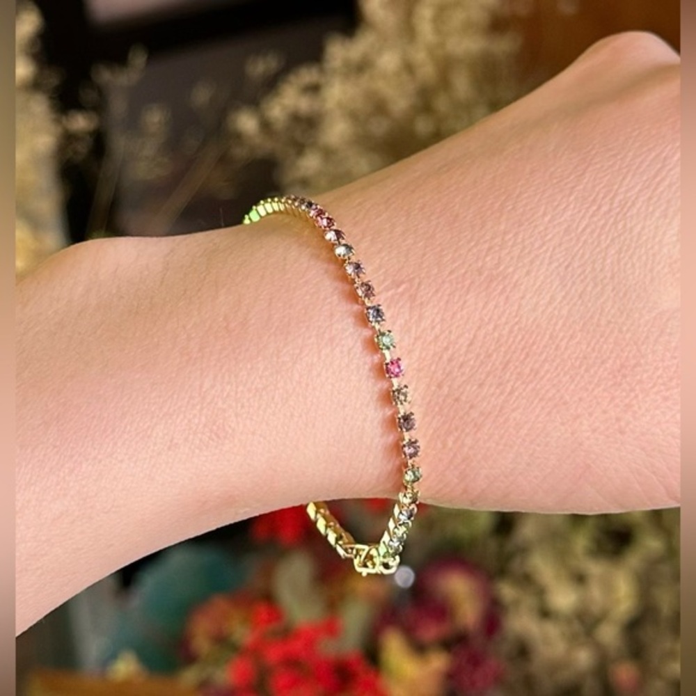 Rainbow Rhinestone Bracelet